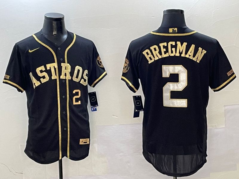 Men Houston Astros #2 Bregman Black Gold Elite 2025 Nike MLB Jersey style 3->houston astros->MLB Jersey